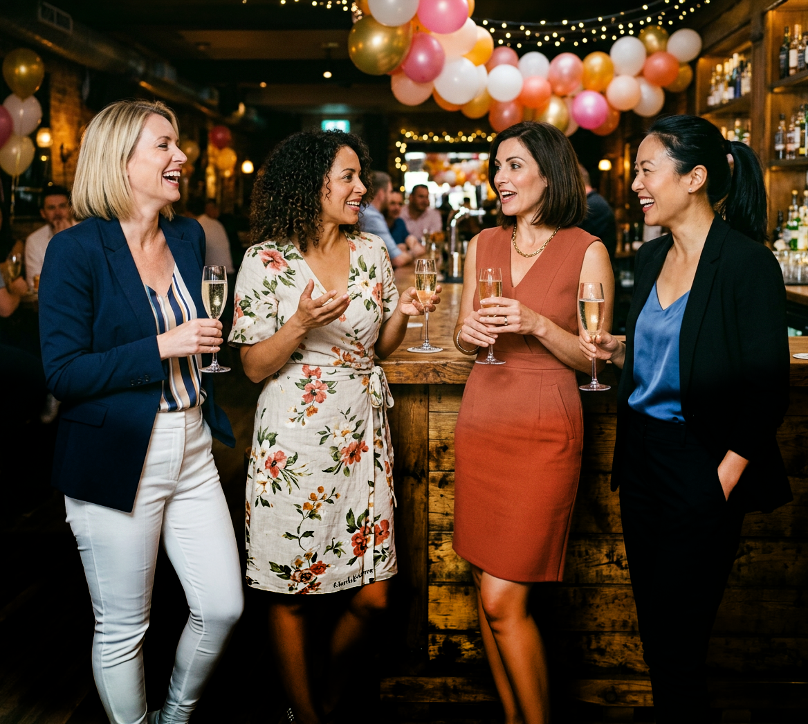Business women networking and laughing