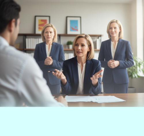 business woman talking with an employee