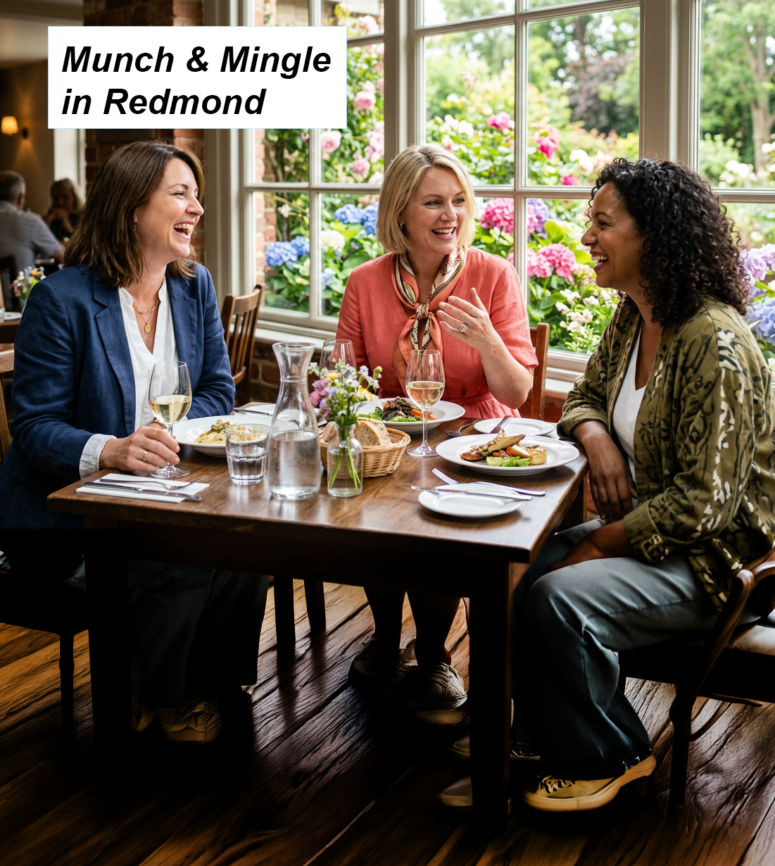 Business women networking over lunch in Redmond.